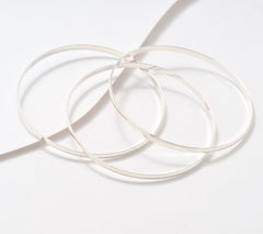 UltraFine 950 Silver Set of 3 Polished Bangles, Large 8
