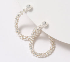UltraFine 950 Silver Chain 1-1/4" Popcorn Hoop Earrings