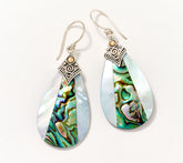 Artisan Crafted Sterling Silver Abalone & Mother of Pearl Earrings, 2-1/8"