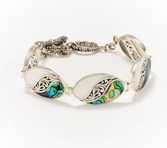 Artisan Crafted Sterling Silver Mother of Pearl Bracelet, 6-1/4"
