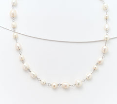 Honora White Cultured Pearl 18" Necklace, Sterling Silver