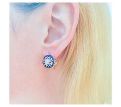Diamonique 1.50 cttw Blue Button Earrings, 14K Rose Plated