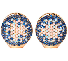 Diamonique 1.50 cttw Blue Button Earrings, 14K Rose Plated