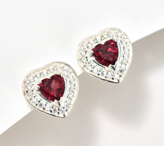 JMH Jewellery Sterling Silver and Gemstone Heart Stud Earrings