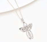 Fado Sterling Silver Celtic Angel Pendant with 18" Chain, Clear