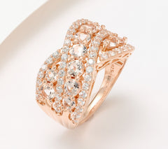Affinity Gems Sterling Silver Roseclad Morganite Highway Ring, Size 8