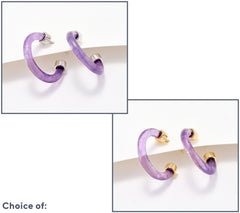 Affinity Gems Carved Opaque Amethyst Gemstone 3/4" SS Hoop Earrings