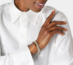 Christian James Sterling Silver Two-Tone Ripple Bangle, Avg