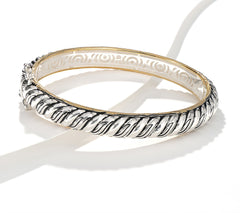 Christian James Sterling Silver Two-Tone Ripple Bangle, Avg
