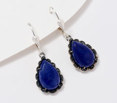American West Sterling Pear Lapis Lever Back Earrings