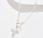 UltraFine 950 Silver "Cross" Charm Toggle Paperclip Necklace, 18"