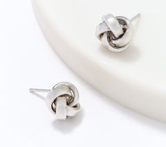 David Markstein Rhodium-plated Bronze Love Knot Stud Earrings