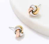David Markstein Bronze Love Knot Tri Tone Stud Earrings