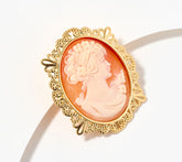 David Markstein, 18K yellow gold-plated Sterling Silver Oval Cameo Pendant or Brooch