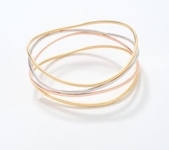 David Markstein Tri tone Sterling Silver Multi Fine Line Bangle, Large