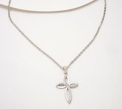 Diamonique Italia Cross Pendant with Chain Sterling Silver