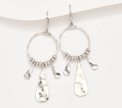 Susan Graver  Silvertone Hammered Metal Statement Earrings, 2-1/2"