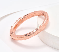 Susan Graver Embellished Metal Bangle, Rosetone