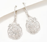 Solvar Sterling Silver Pave Shamrock Lever Back Earrings