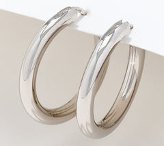 Silver Style Comfort Closure 1"Sterling Silver Hoop Earrings