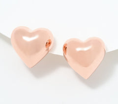 Silver Style Roseclad Sterling Silver Bold Puffy Heart Stud Earrings