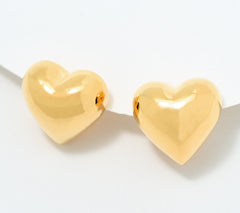 Silver Style Sterling Silver Gold Clad Bold Puffy Heart Stud Earrings