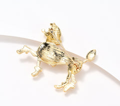 Isaac Mizrahi Live! Goldtone/Cream Faux Pearl Poodle Pin