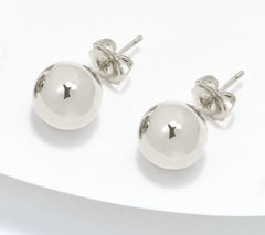David Markstein Silver Plated Bronze 10mm Polished Bead Stud Earrings