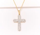 Affinity Diamonds 14k Yellow Gold Classic Diamond Cross Necklace, 18"