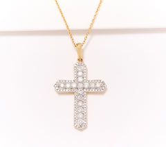 Affinity Diamonds 14k Yellow Gold Classic Diamond Cross Necklace, 18"