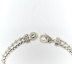 JAI Sterling Silver 2.7mm Box Chain & Bead Chain Bracelet, 6-3/4"