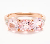 Vault Discoveries Morganite Cushion Band Ring, 14K Gold, Size 8