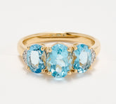 Vault Discoveries Mozambique Aqua 3-Stone 2.00ct Ring, 14K Gold, Sz 6