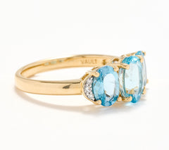 Vault Discoveries Mozambique Aqua 3-Stone 2.00ct Ring, 14K Gold, Sz 6
