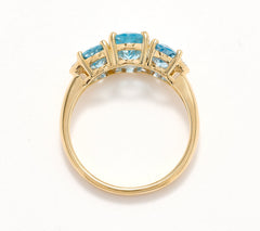 Vault Discoveries Mozambique Aqua 3-Stone 2.00ct Ring, 14K Gold, Sz 6