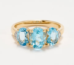 Vault Discoveries Mozambique Aqua 3-Stone 2.00ct Ring, 14K Gold, Sz 6