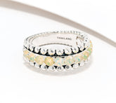 JAI Sterling Silver Exotic Gemstone Basketweave Band Ring, Size 8