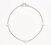 JAI Sterling Silver Baby Box Chain Symbols of Love 'cross' Anklet, 11"