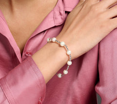 JAI Sterling Silver Cultured Pearl 2.7mm Box Chain Bracelet, 8-1/4"