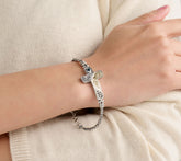 Affinity Paraiba Apatite Oval Stone Magnetic Bangle, Sterling Silver, 7.25"