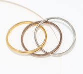 David Markstein Bronze Tri-Color Mocha Three Strand Slip On Tubogas Bracelet Large