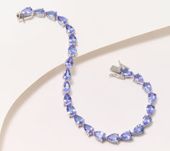 Affinity Gems Sterling Silver Pear Tanzanite Line Bracelet, 7-1/4"