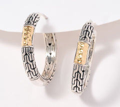 Artisan Crafted Sterling Silver & 18K Tulang Naga Hoops, 1"