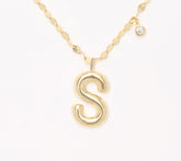 Diamonique 14K Plated Sterling Silver Boxed Layered Chain w/ "S" Initial Necklace