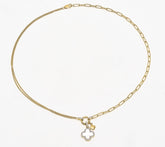 Affinity 0.27cttw Diamond MOP Clover Necklace 925 Silver 18”