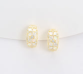 Diamonique Gold Clad Sterling Silver Huggie Hoop Earrings with Opal