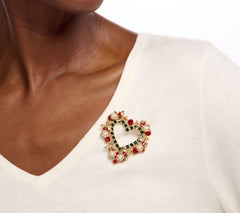 Denim & Co. Choice of Holiday "Heart" Brooch