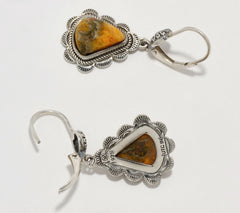 American West Sterling Silver Triangle Gemstone & Scallop Earrings