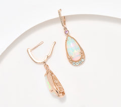 Gem Discoverer 6ct Pear Ethopian Opal Earrings, 14K Rose Gold
