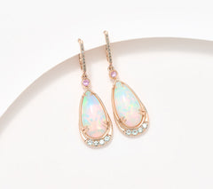 Gem Discoverer 6ct Pear Ethopian Opal Earrings, 14K Rose Gold